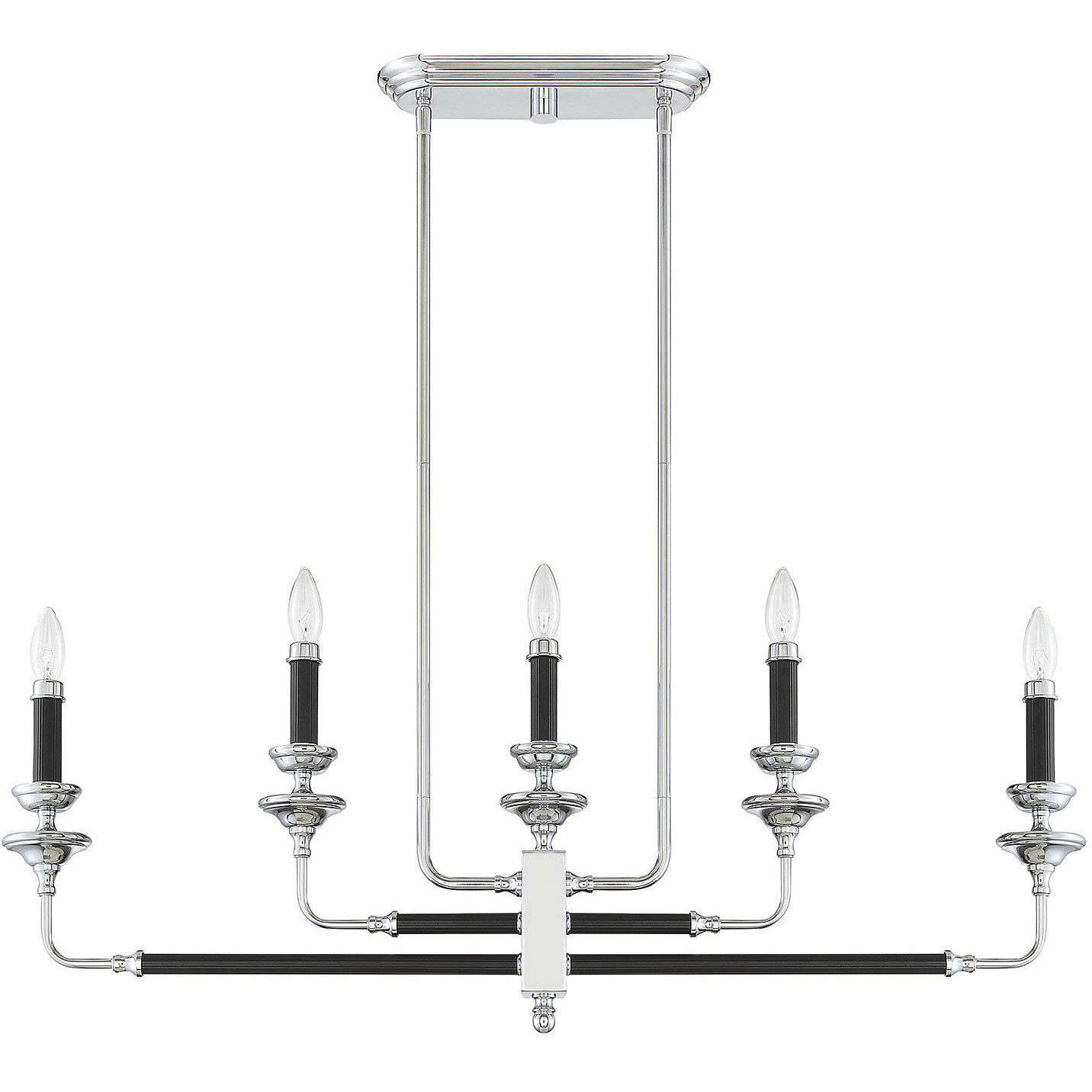 Davidson 5 Light 37 inch Black and Chrome Linear Chandelier Ceiling Light