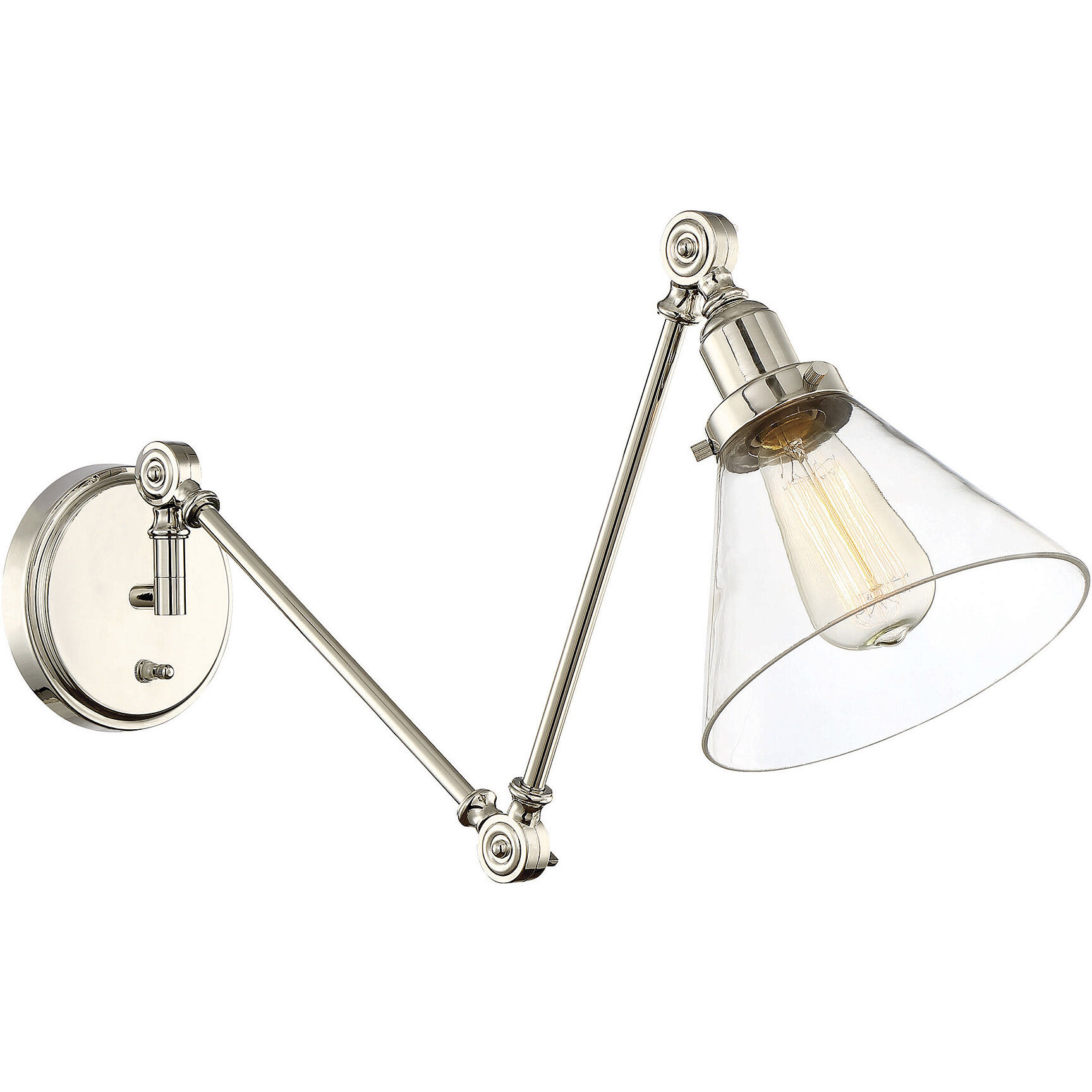 Drake 33.75 inch 60.00 watt Polished Nickel Adjustable Wall Sconce Wall Light, Essentials