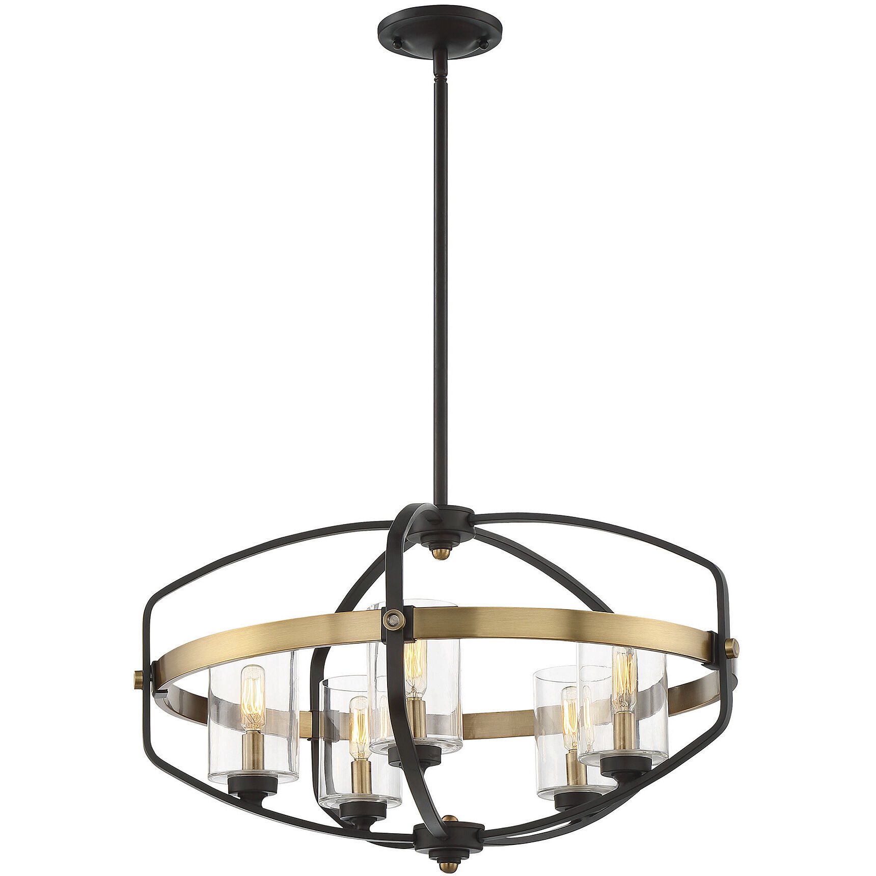 Kirkland 5 Light 24 inch English Bronze and Warm Brass Pendant Ceiling Light