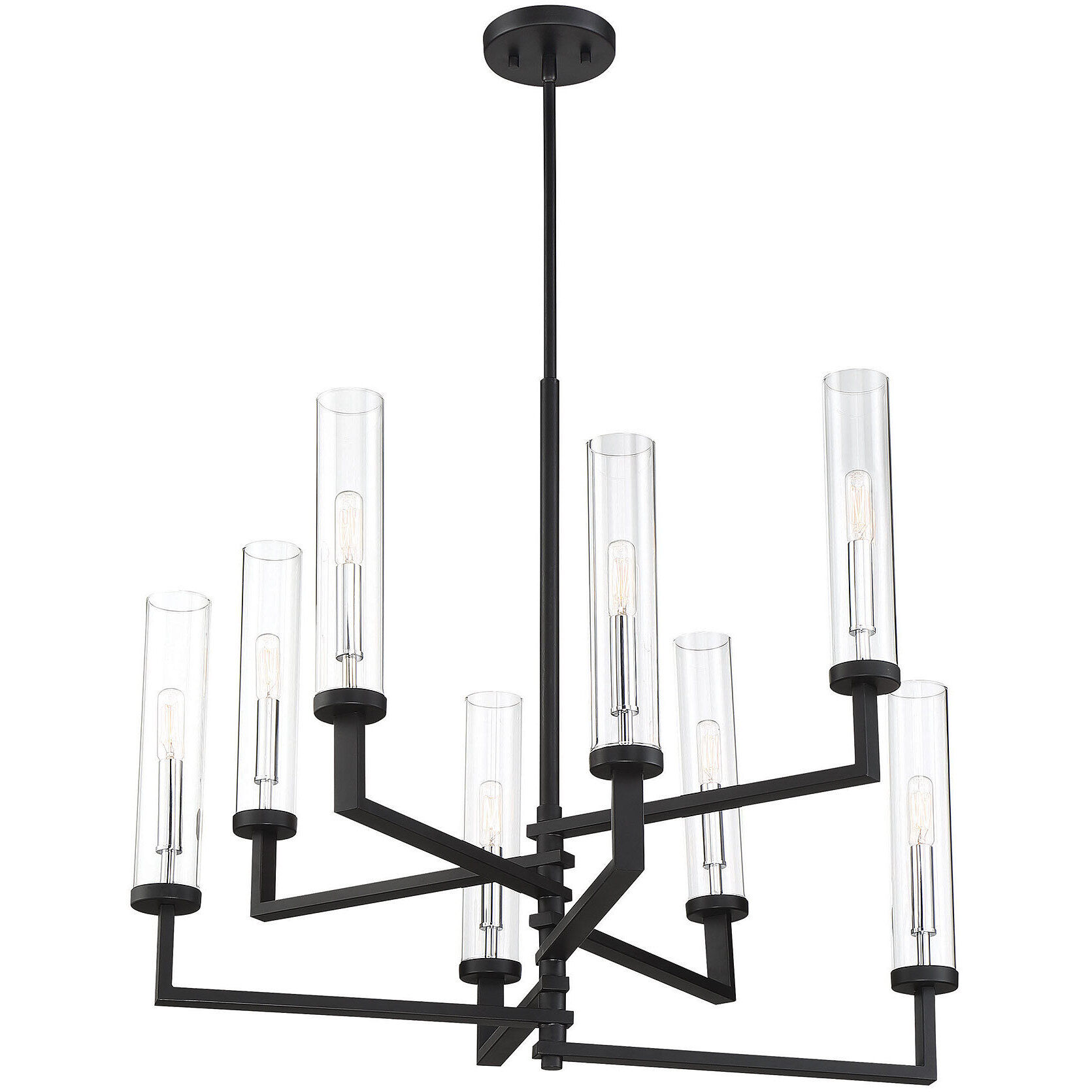 Folsom 8 Light 28.38 inch Matte Black with Polished Chrome Accents Chandelier Ceiling Light, Adjustable