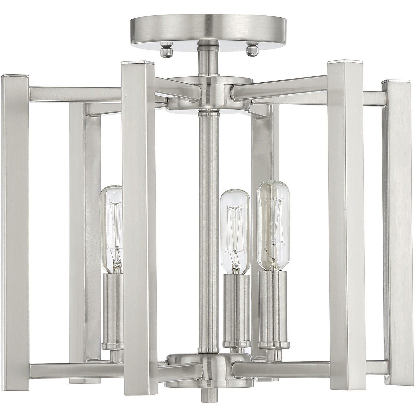 Benson 3 Light 13 inch Satin Nickel Semi-Flush Ceiling Light, Essentials