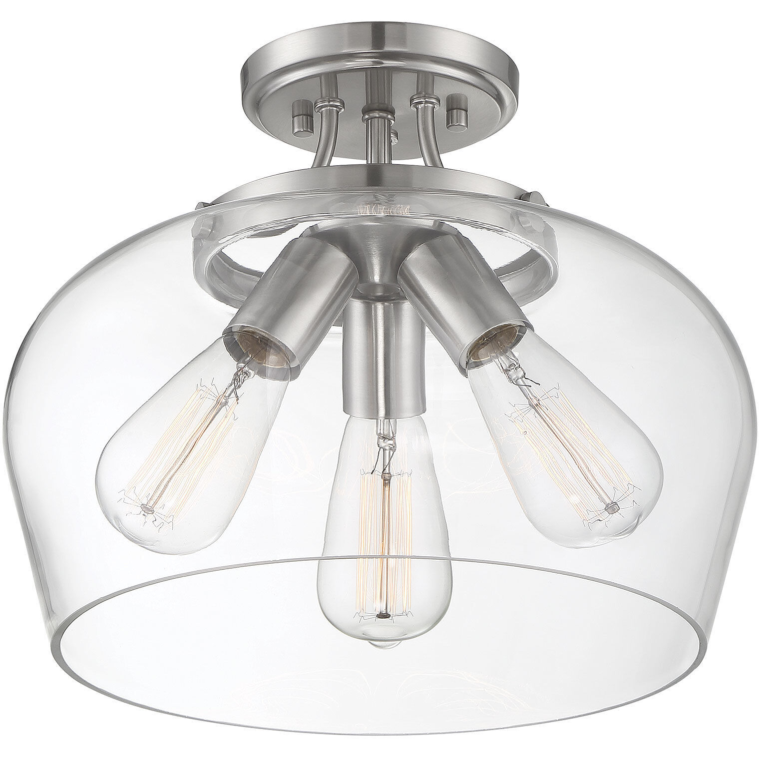 Octave 3 Light 13 inch Satin Nickel Semi-Flush Ceiling Light, Essentials