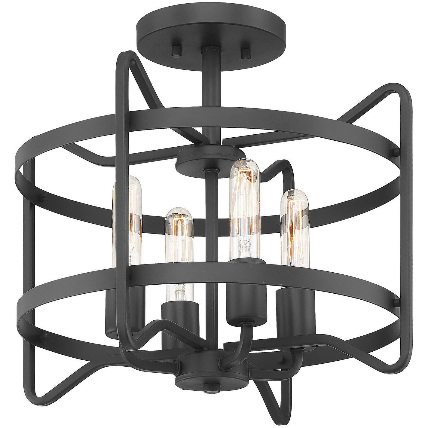 Kent 4 Light 16 inch Matte Black Semi-Flush Ceiling Light, Essentials