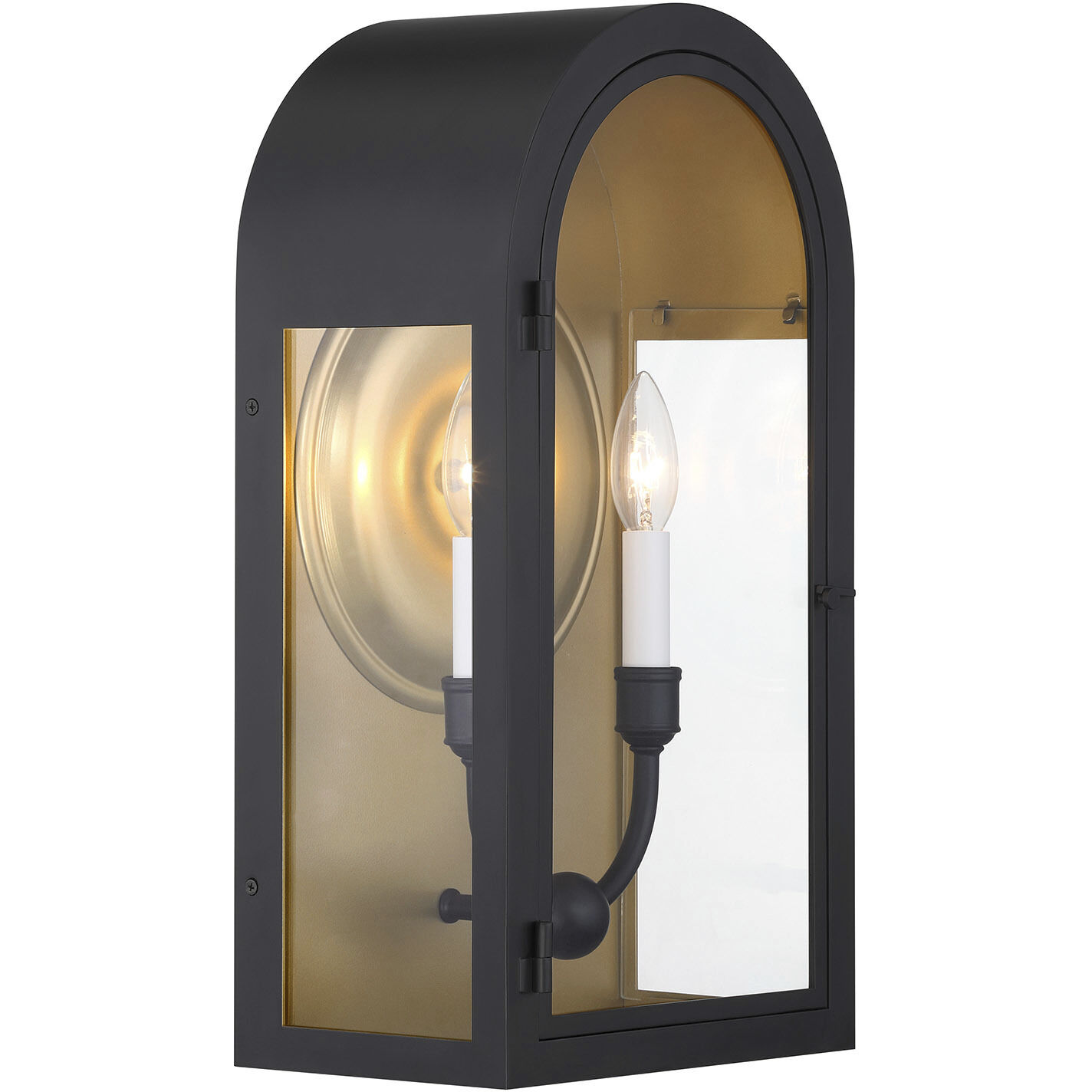Grotto 2 Light 18.75 inch Matte Black with Vintage Gold Outdoor Wall Lantern