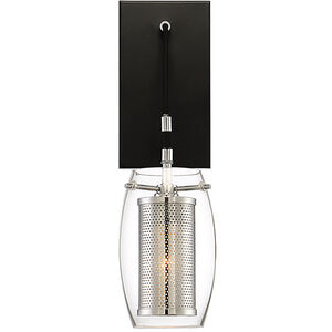 Dunbar 1 Light 5 inch Matte Black with Polished Chrome Accents Wall Sconce Wall Light, Essentials