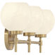 Hannah 3 Light 24 inch Warm Brass Bathroom Vanity Light Wall Light, Lighting One