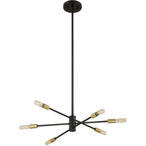 Lyrique 6 Light 21.75 inch Bronze with Brass Accents Chandelier Ceiling Light