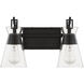 Lakewood 2 Light 16 inch Matte Black Vanity Light Wall Light, Essentials