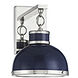 Corning 1 Light 8 inch Navy with Polished Nickel Accents Wall Sconce Wall Light in Navy/Polished Nickel