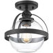 Pendleton 1 Light 9.38 inch Matte Black Semi-Flush Ceiling Light, Essentials