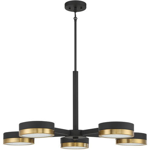 Ashor LED 34 inch Matte Black with Warm Brass Accents Chandelier Ceiling Light