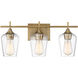 Octave 3 Light 21 inch Warm Brass Bathroom Vanity Light Wall Light, Essentials