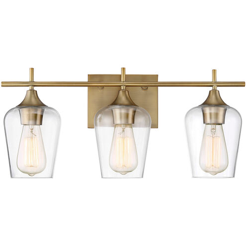 Octave 3 Light 21 inch Warm Brass Bathroom Vanity Light Wall Light, Essentials