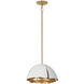 Brewster 3 Light 16 inch Cavalier Gold with Royal White Pendant Ceiling Light