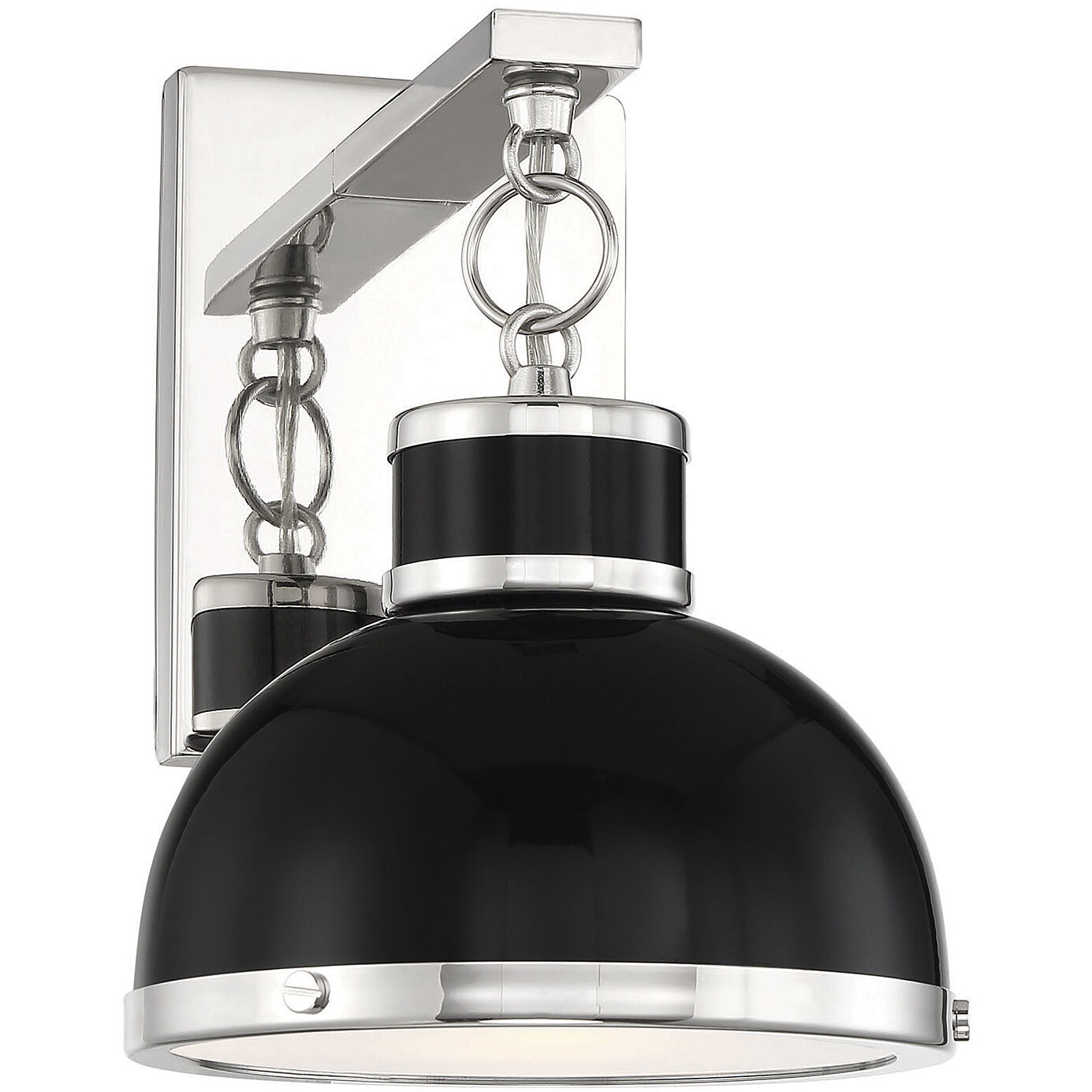 Savoy House 9 8884 1 173 Corning 1 Light 8 inch Black with Polished Nickel Accents Wall Sconce Wall Light