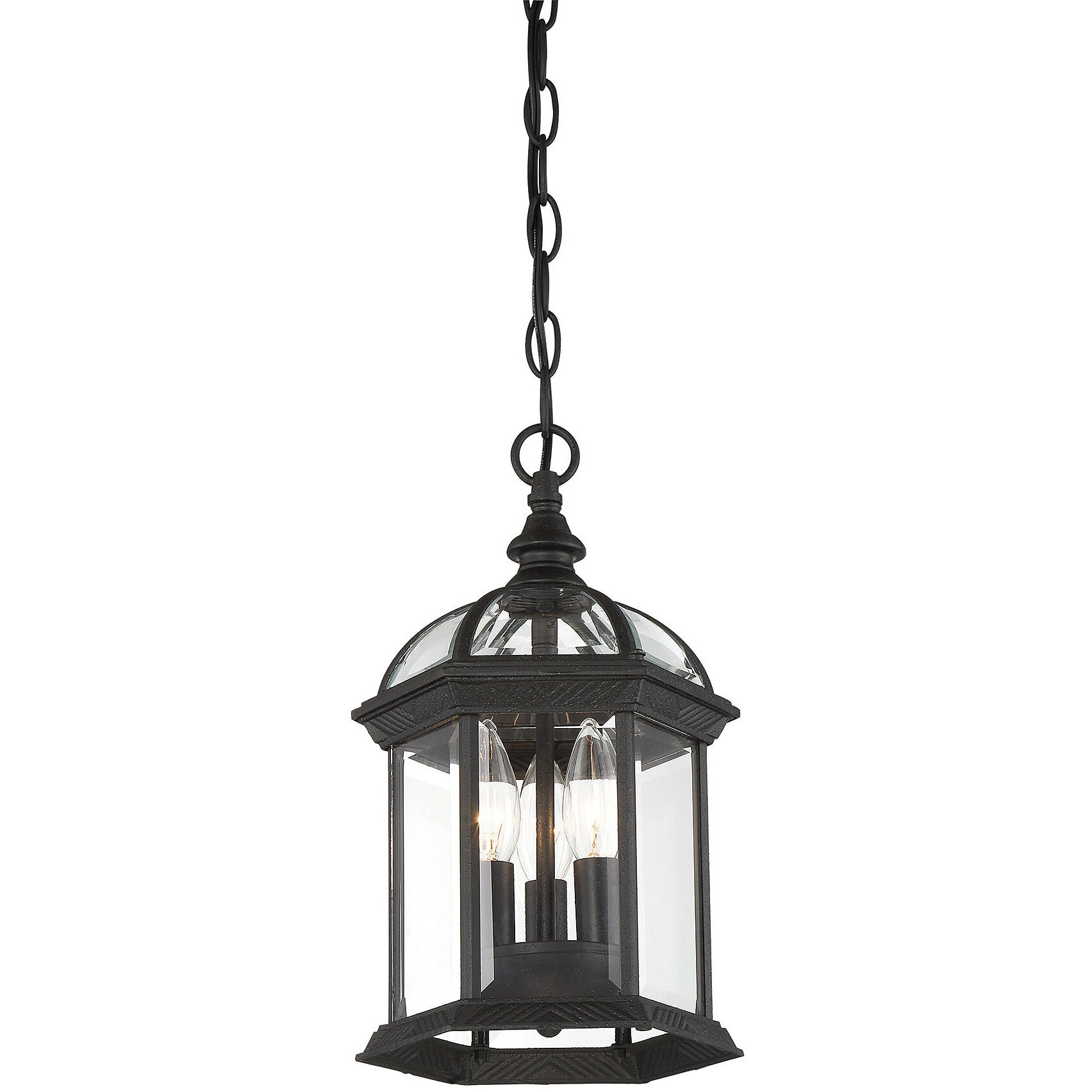 Kensington 3 Light 8.25 inch Black Outdoor Hanging Lantern