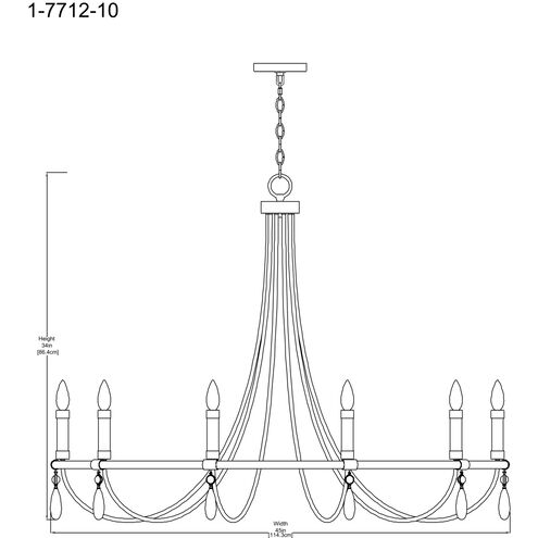 Mayfair 10 Light 45 inch Warm Brass with Chrome Accents Chandelier Ceiling Light