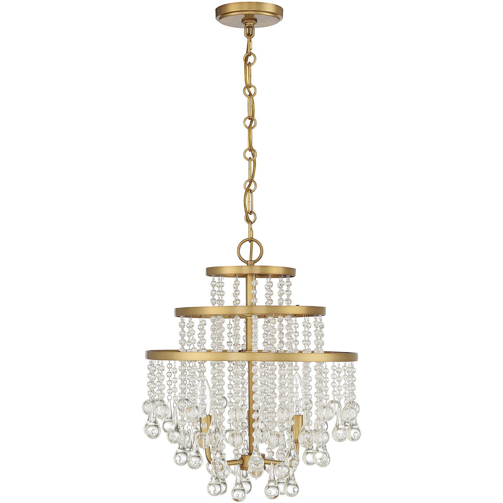 Luna 3 Light 16 inch Warm Brass Mini Chandelier Ceiling Light
