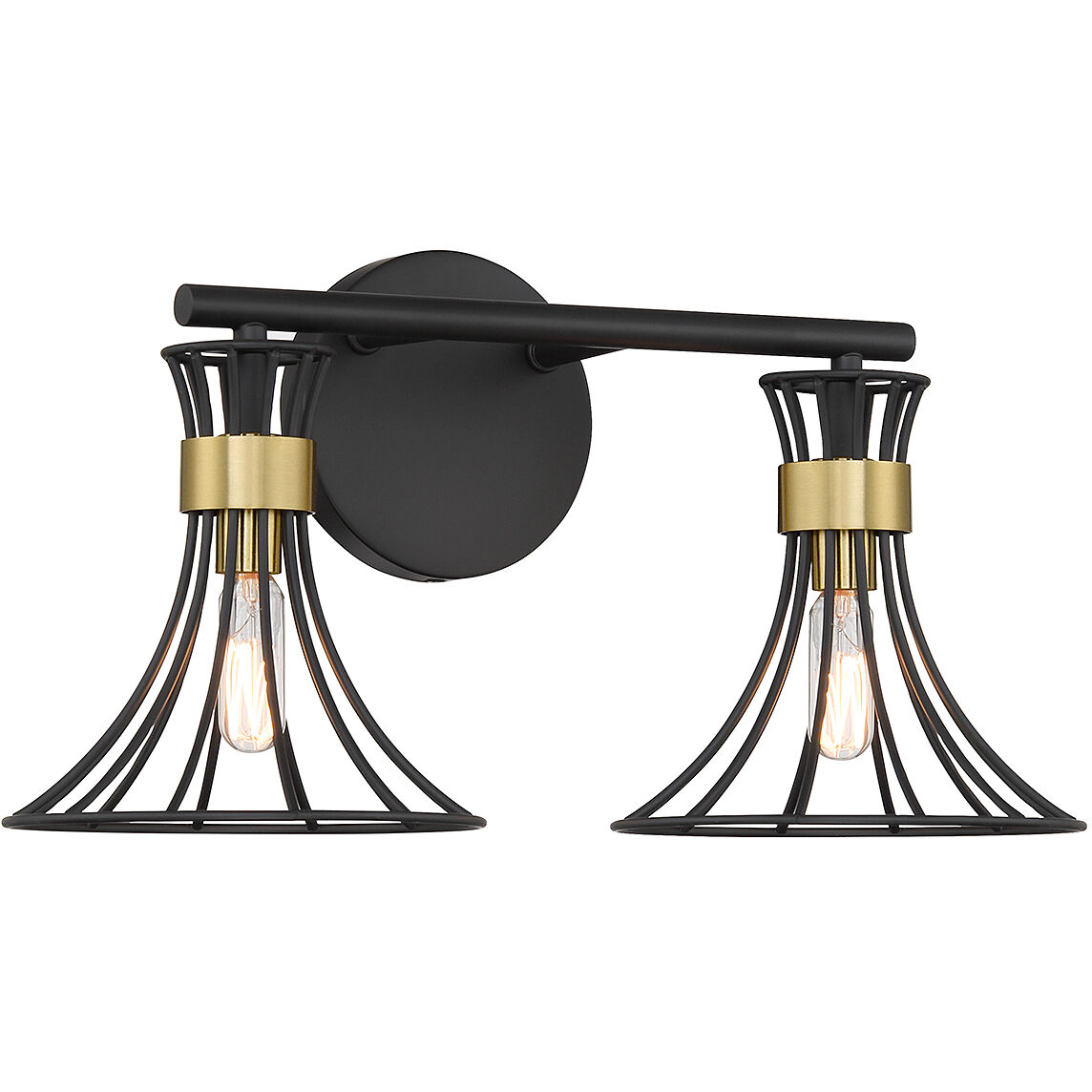 Breur 2 Light 17.25 inch Black with Warm Brass Accents Bathroom Vanity Light Wall Light