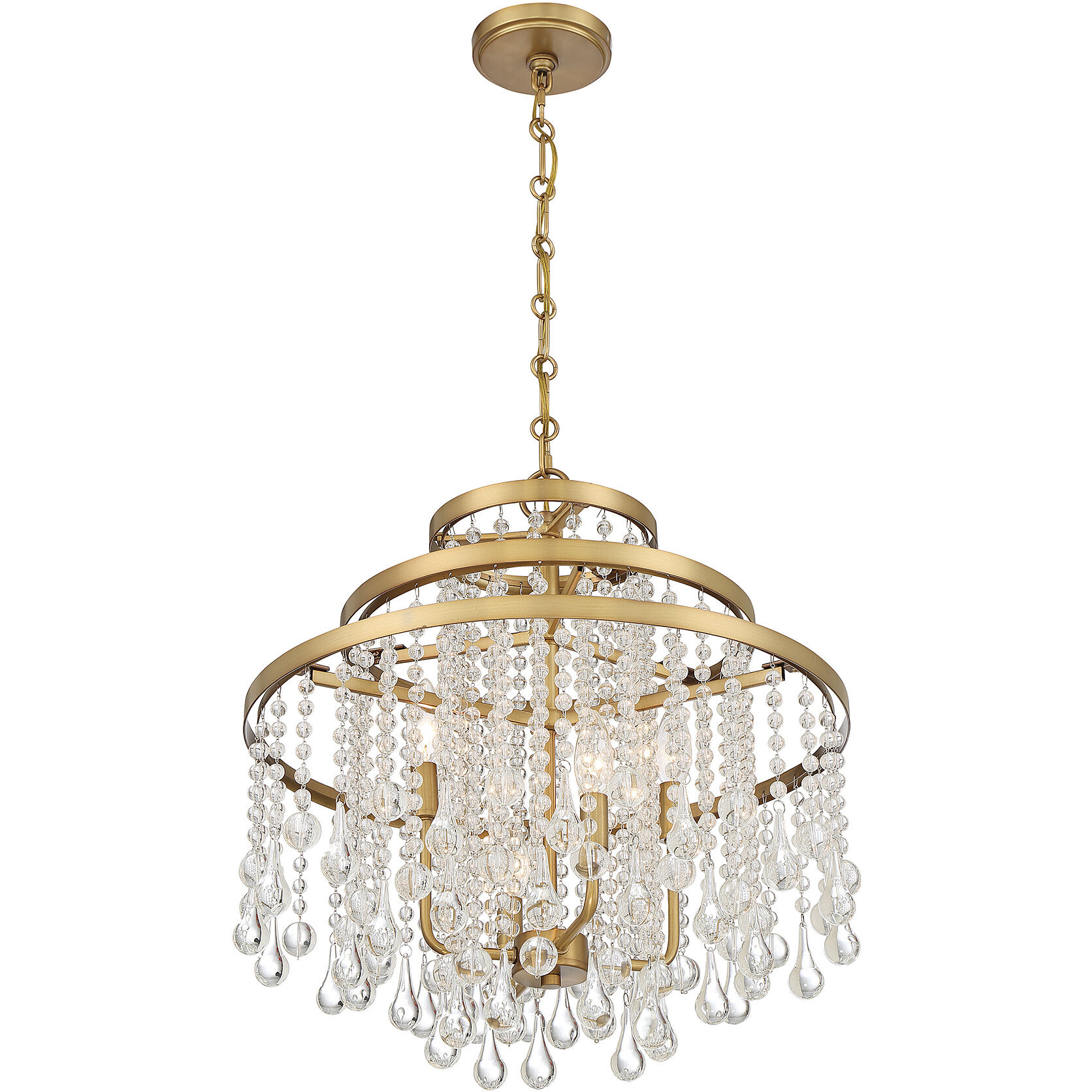 Luna 4 Light 20 inch Warm Brass Chandelier Ceiling Light