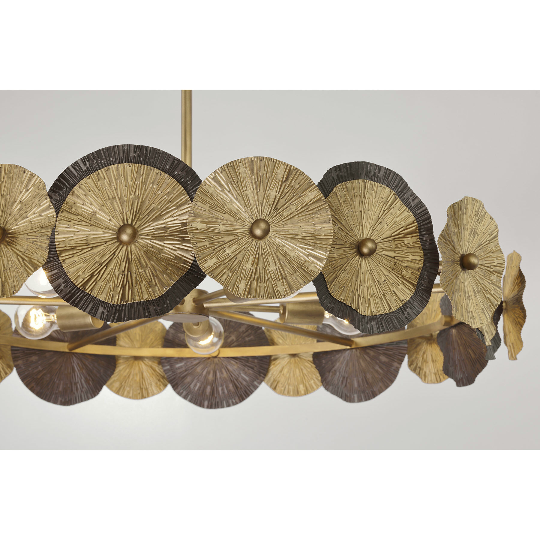 Lincoln 5 Light 35.25 inch Distressed Gold and Bronze Pendant Ceiling Light