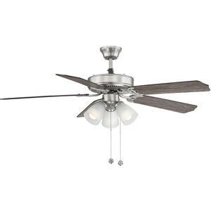 First Value 52 inch Satin Nickel with Chestnut and Grey Weathered Oak Blades Ceiling Fan