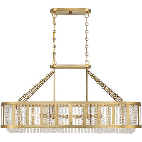 Mancini 6 Light 40 inch Warm Brass Linear Chandelier Ceiling Light