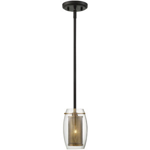 Dunbar 1 Light 5 inch Warm Brass with Bronze Accents Mini-Pendant Ceiling Light, Essentials