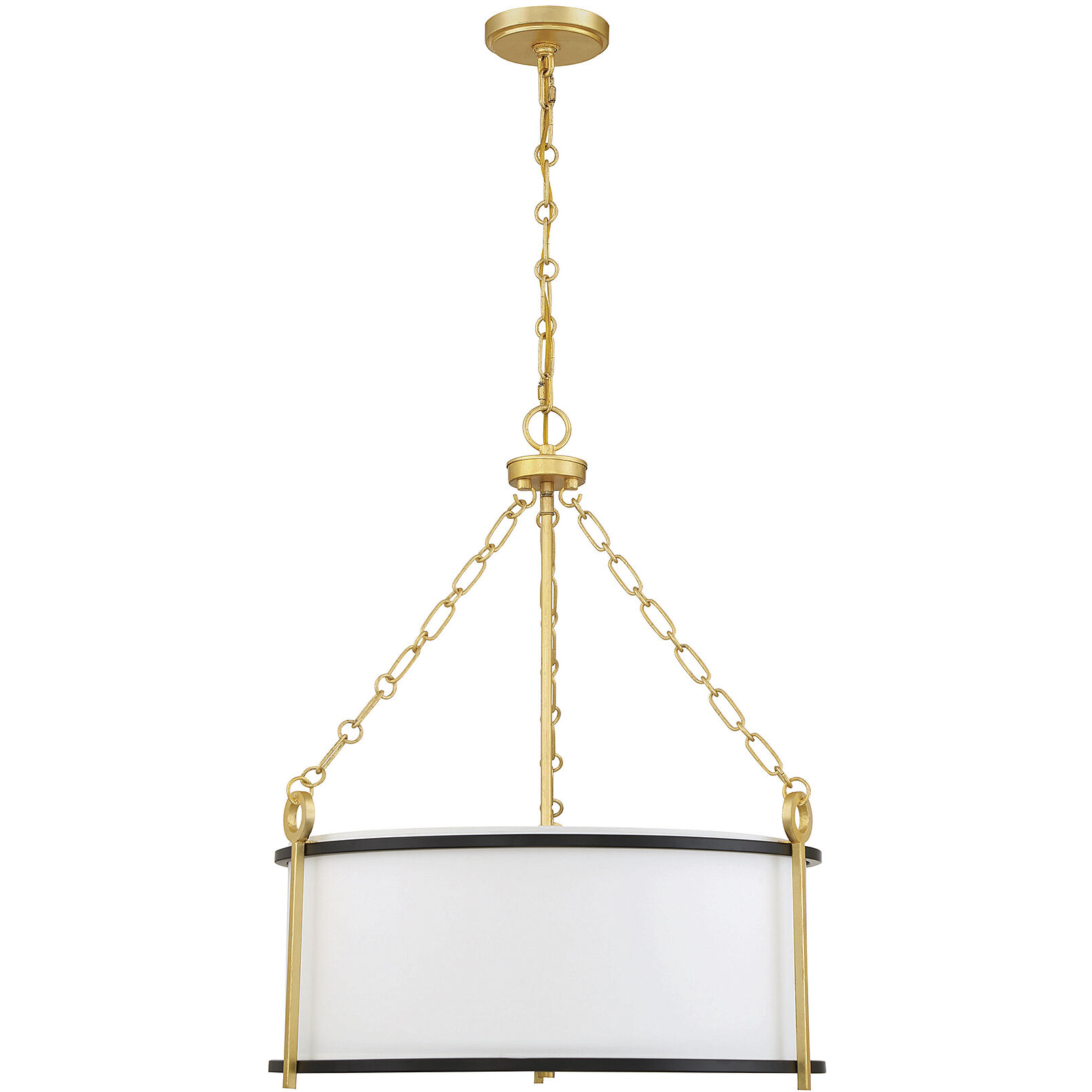 Kian 3 Light 22 inch Matte Black with True Gold Pendant Ceiling Light
