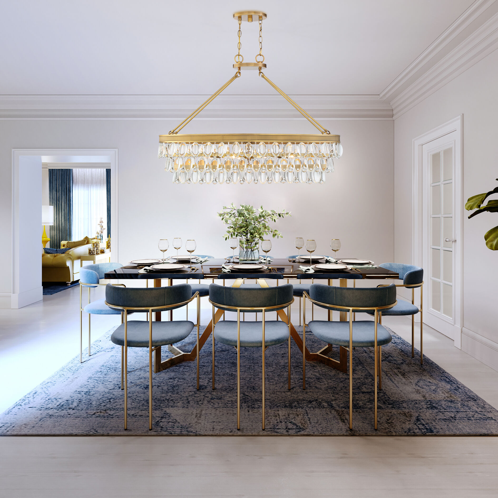 Windham 8 Light 38 inch Warm Brass Linear Chandelier Ceiling Light