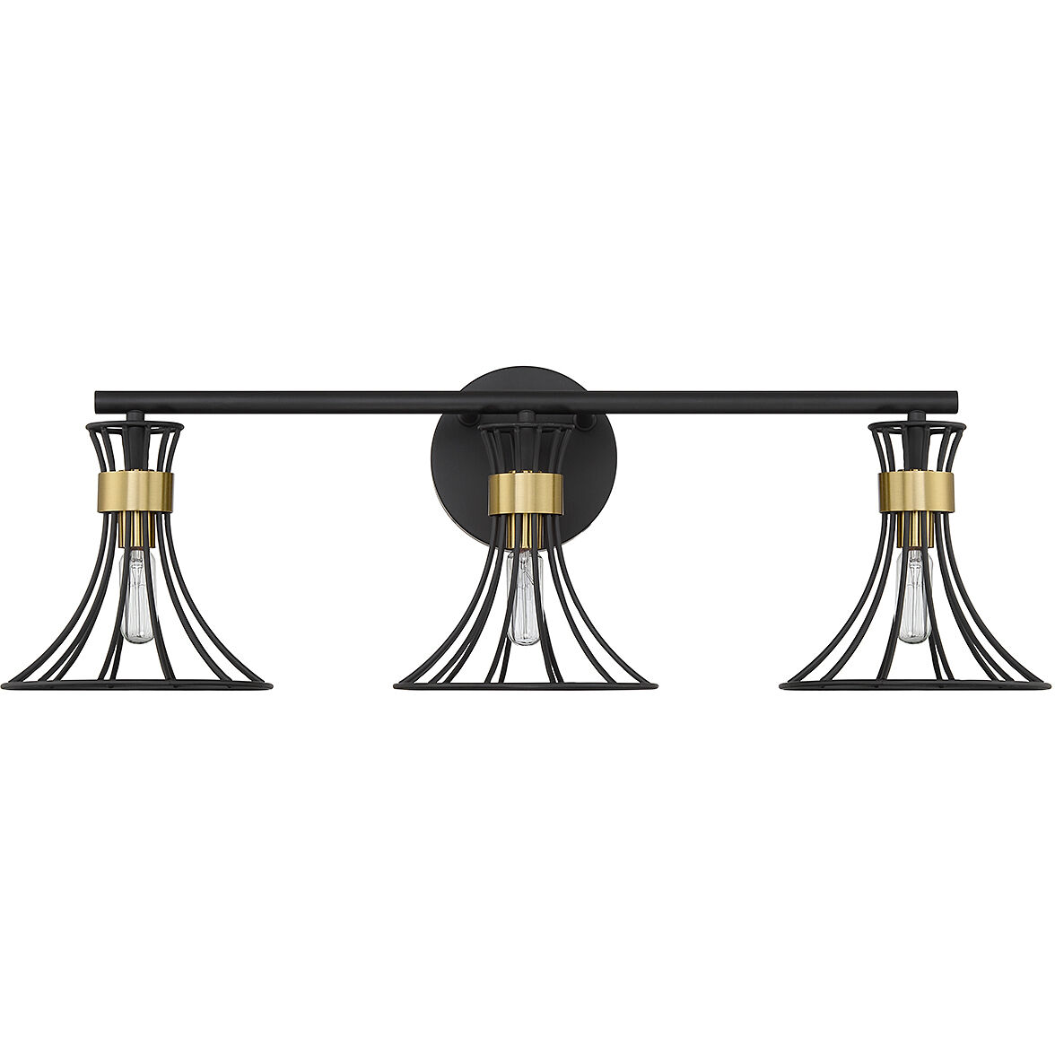 Breur 3 Light 28 inch Black with Warm Brass Accents Bathroom Vanity Light Wall Light