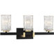 Keene 3 Light 23 inch Matte Black with Warm Brass Accents Bathroom Vanity Light Wall Light, Lighting One