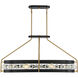 Edina 6 Light 42 inch Black with Warm Brass Accents Linear Chandelier Ceiling Light, Oval
