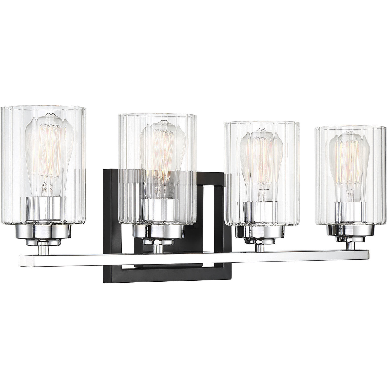 Savoy House 8 2154 4 67 Redmond 4 Light 27.5 inch Matte Black with Polished Chrome Accents Bathroom Vanity Light Wall Light