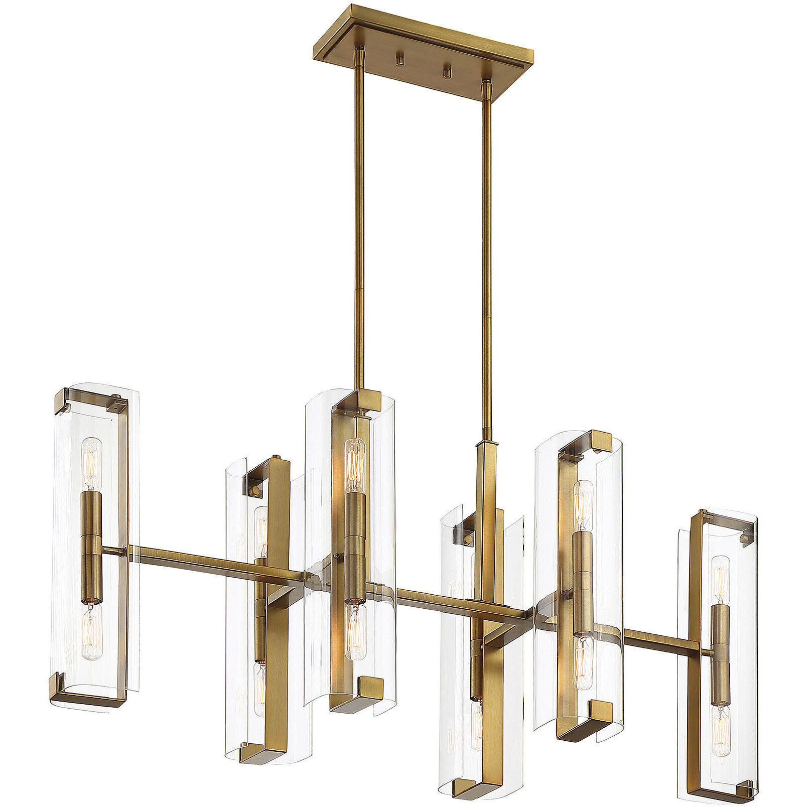 Winfield 12 Light 38 inch Warm Brass Linear Chandelier Ceiling Light, Essentials