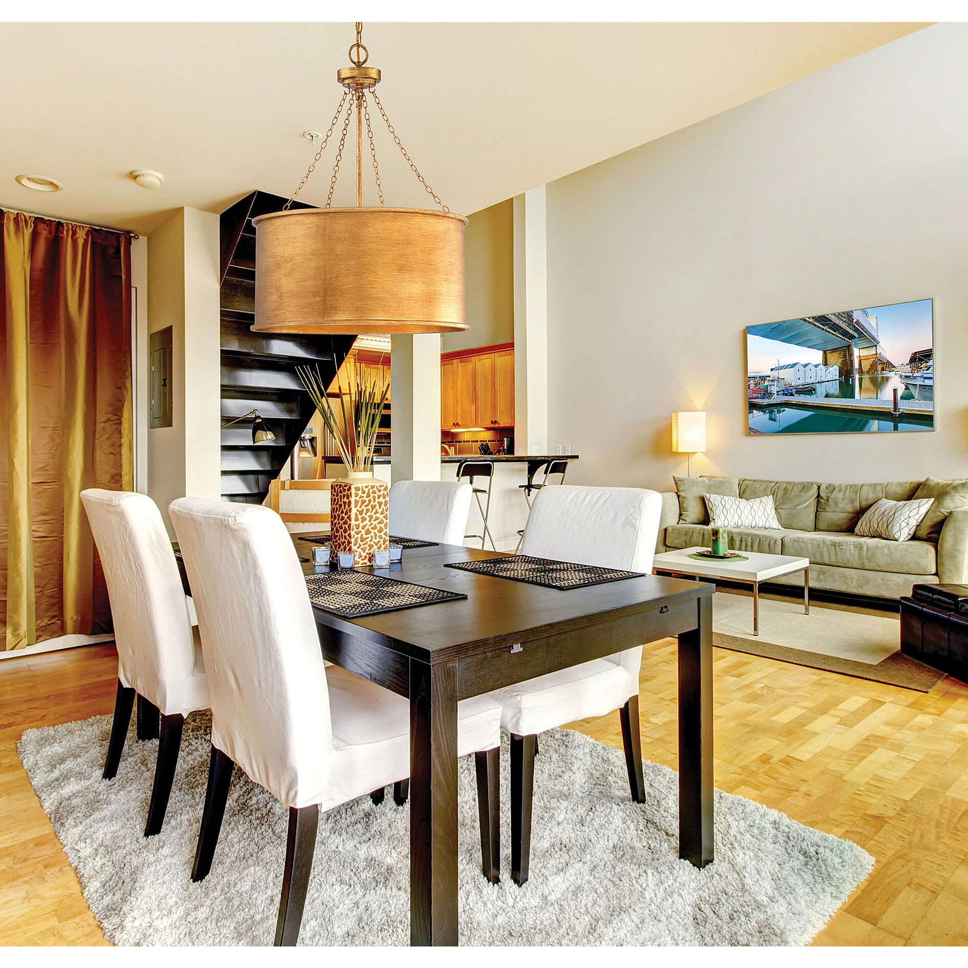 Rochester 4 Light 19 inch Gold Patina Pendant Ceiling Light