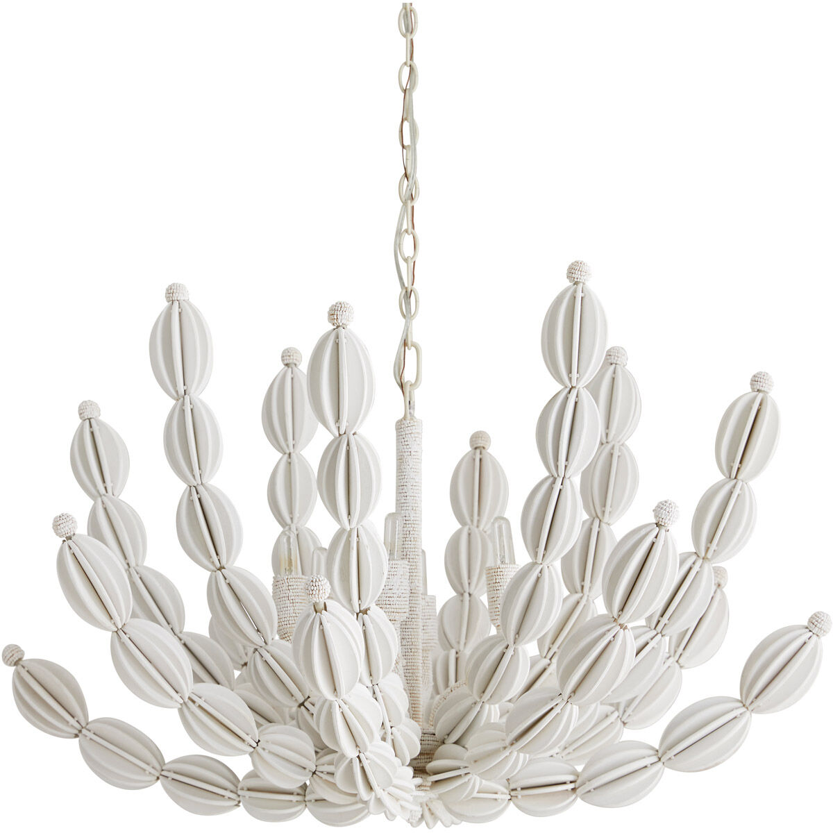 Indi 6 Light 34 inch White Chandelier Ceiling Light