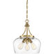 Octave 3 Light 15 inch Warm Brass Pendant Ceiling Light, Essentials