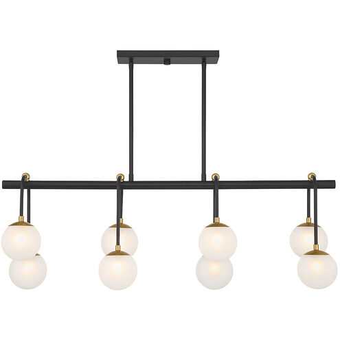 Couplet 8 Light 38 inch Black with Warm Brass Accents Linear Chandelier Ceiling Light