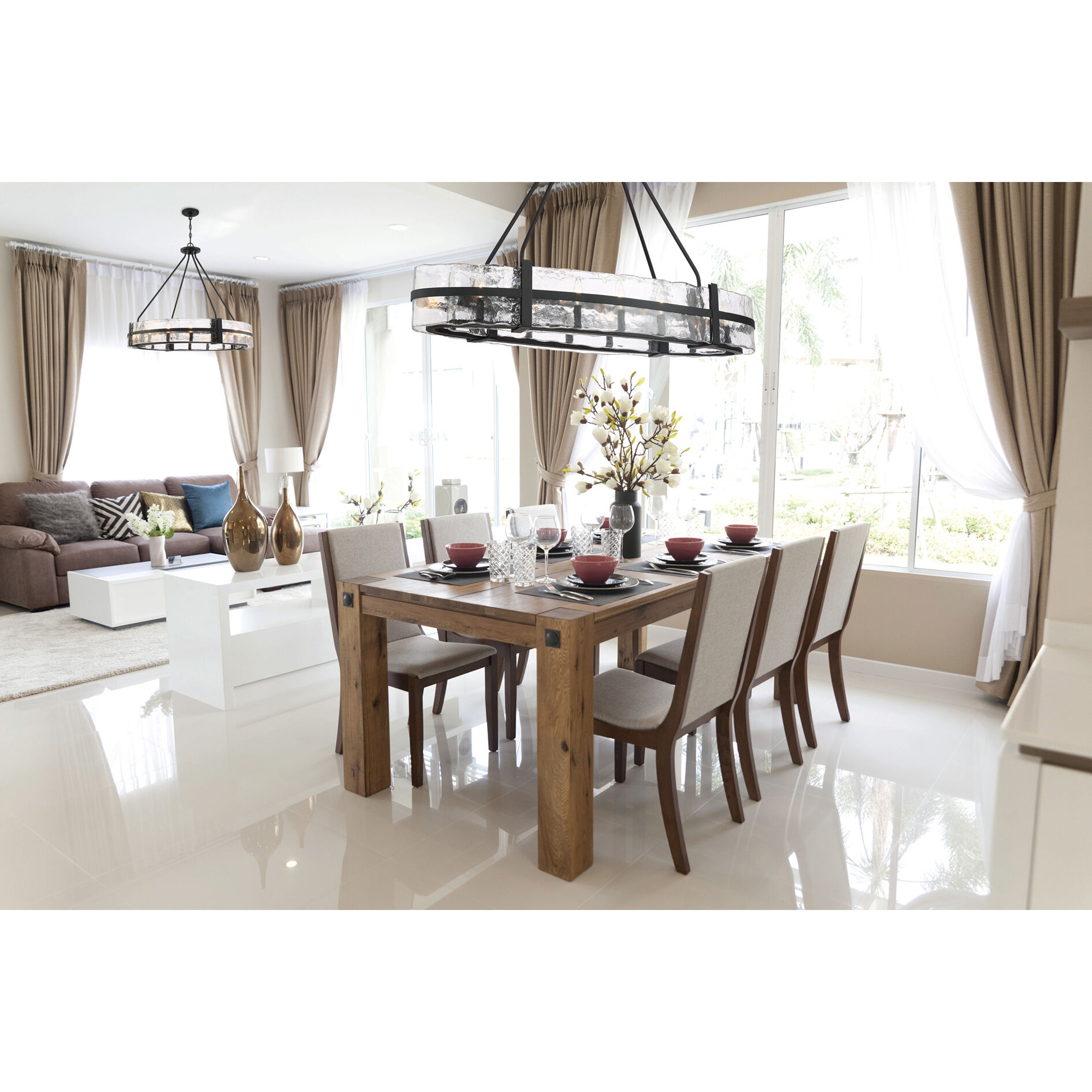 Hudson 10 Light 48 inch Matte Black Linear Chandelier Ceiling Light, Oval