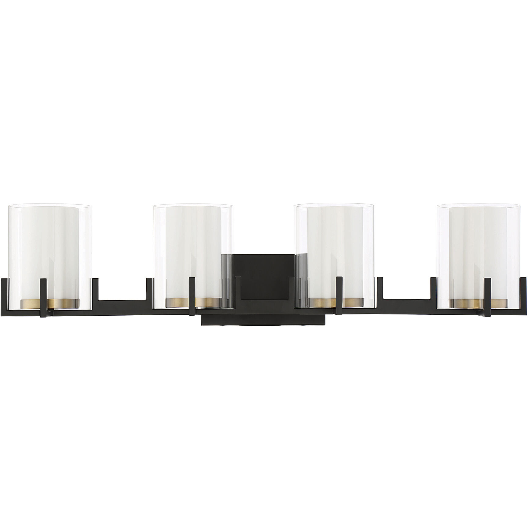 Eaton 4 Light 33 inch Black with Warm Brass Accents Bathroom Vanity Light Wall Light