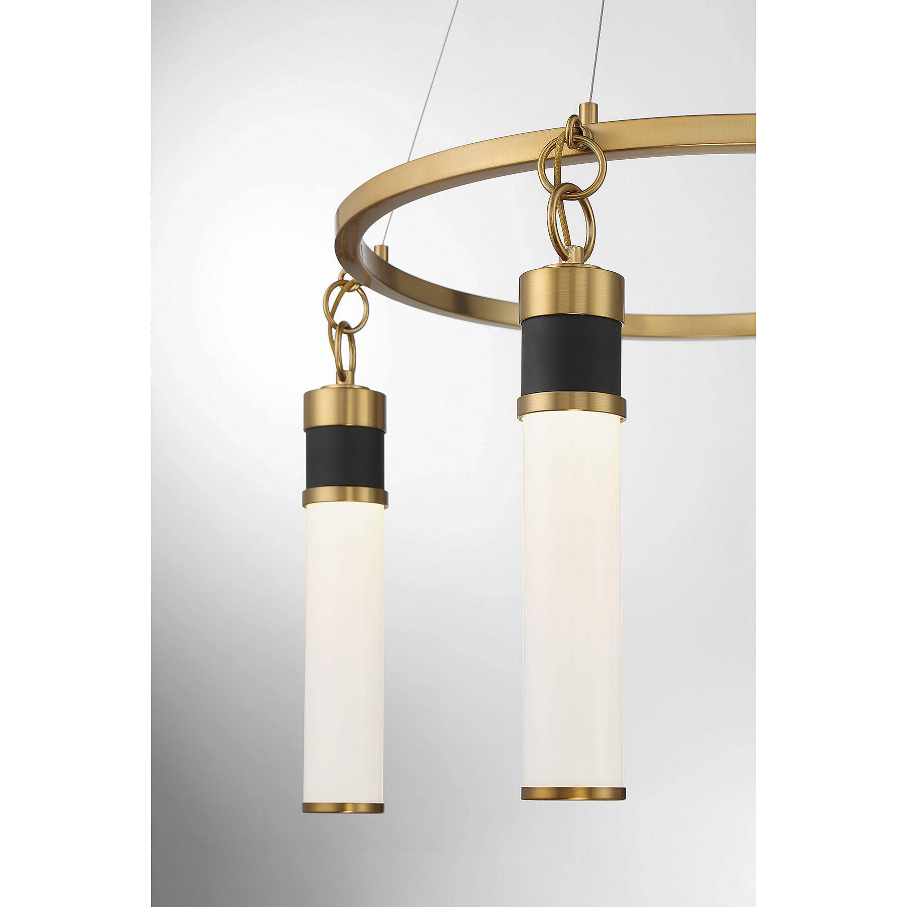Abel LED 26 inch Matte Black with Warm Brass Accents Chandelier Ceiling Light