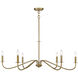 Jasmine 6 Light 42 inch Warm Brass Chandelier Ceiling Light, Lighting One