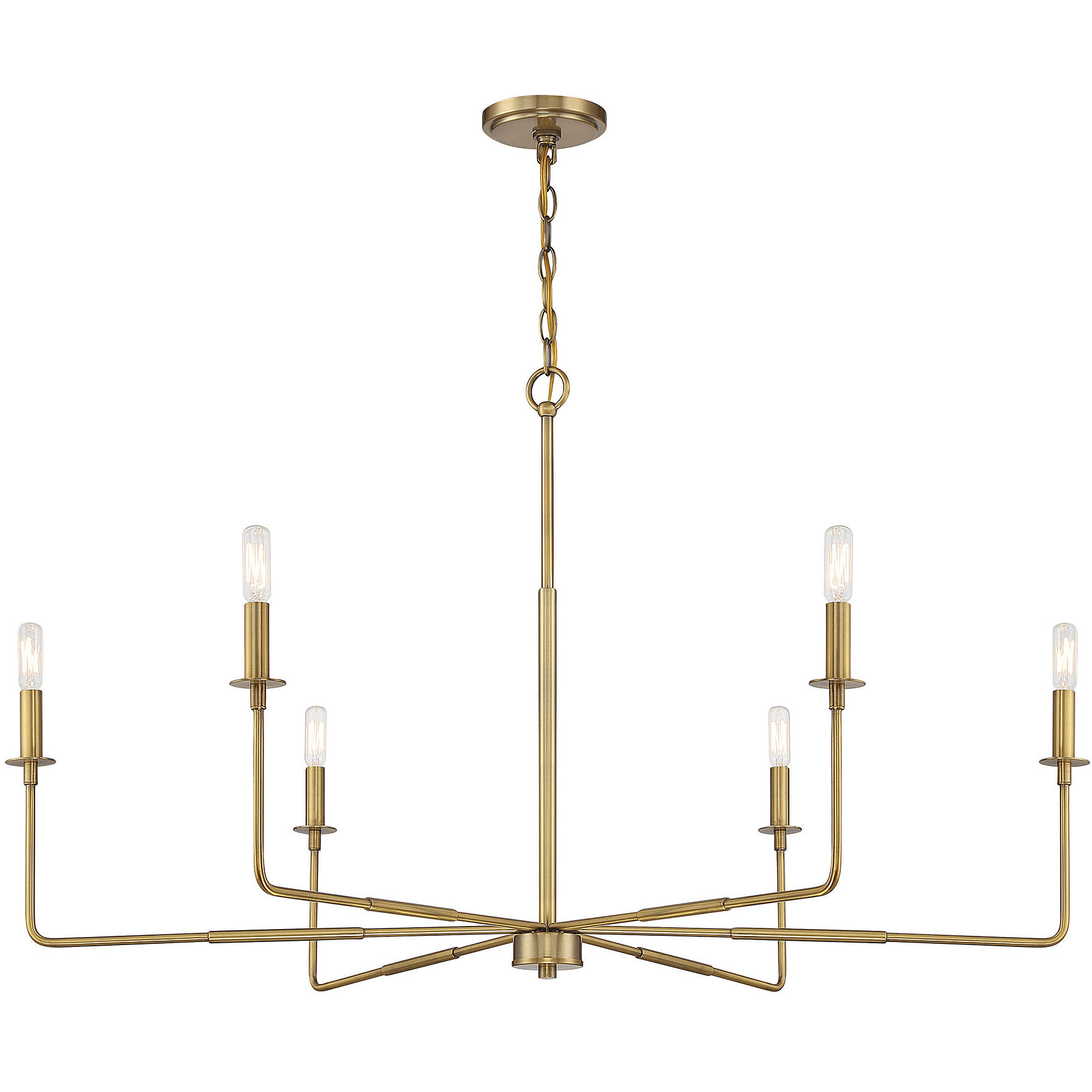 Salerno 6 Light 42 inch Warm Brass Chandelier Ceiling Light, Essentials