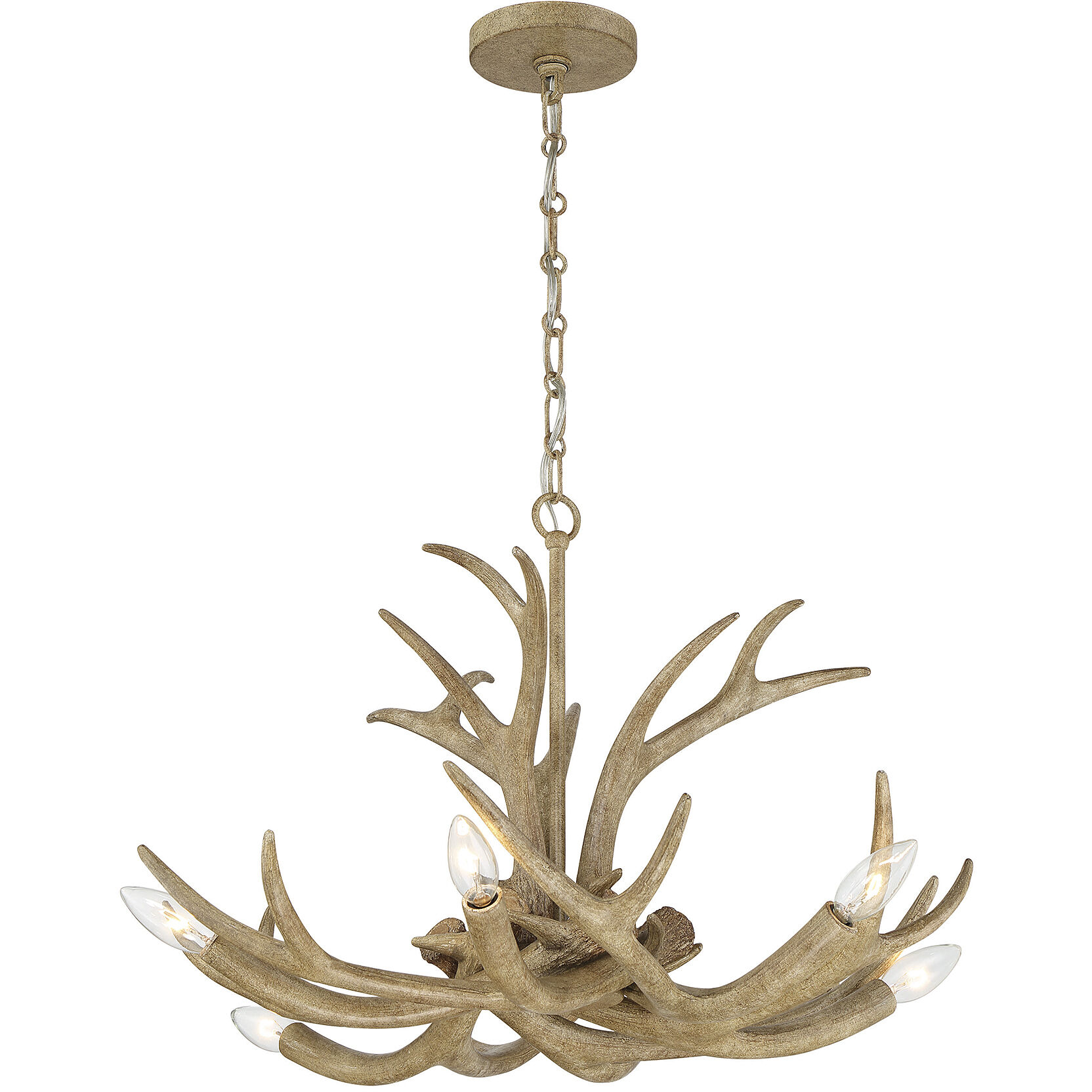 Daniels 6 Light 24 inch Natural Antler Chandelier Ceiling Light