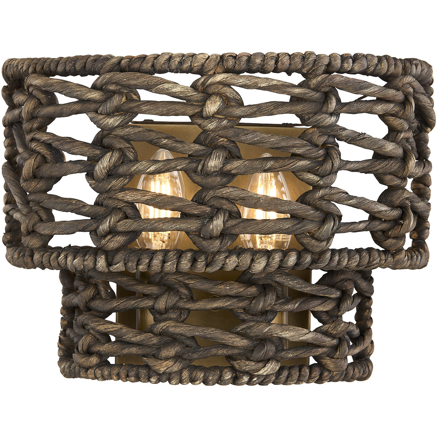 Silencio 2 Light 11 inch Riviera Brass Wall Sconce Wall Light
