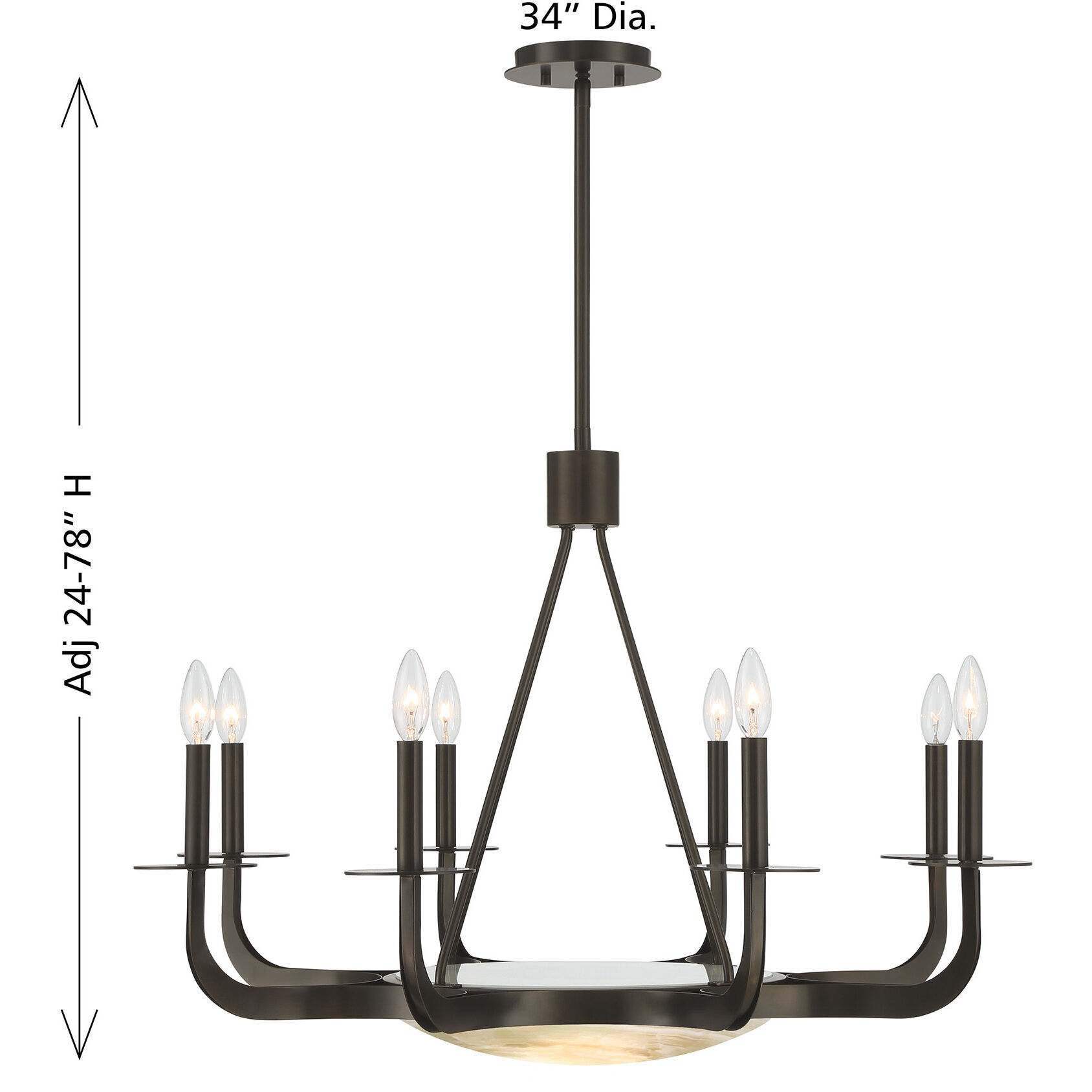 Salford LED 34 inch Mediterranean Bronze Chandelier Ceiling Light