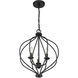 Orchid 3 Light 16 inch Matte Black Pendant Ceiling Light, Lighting One