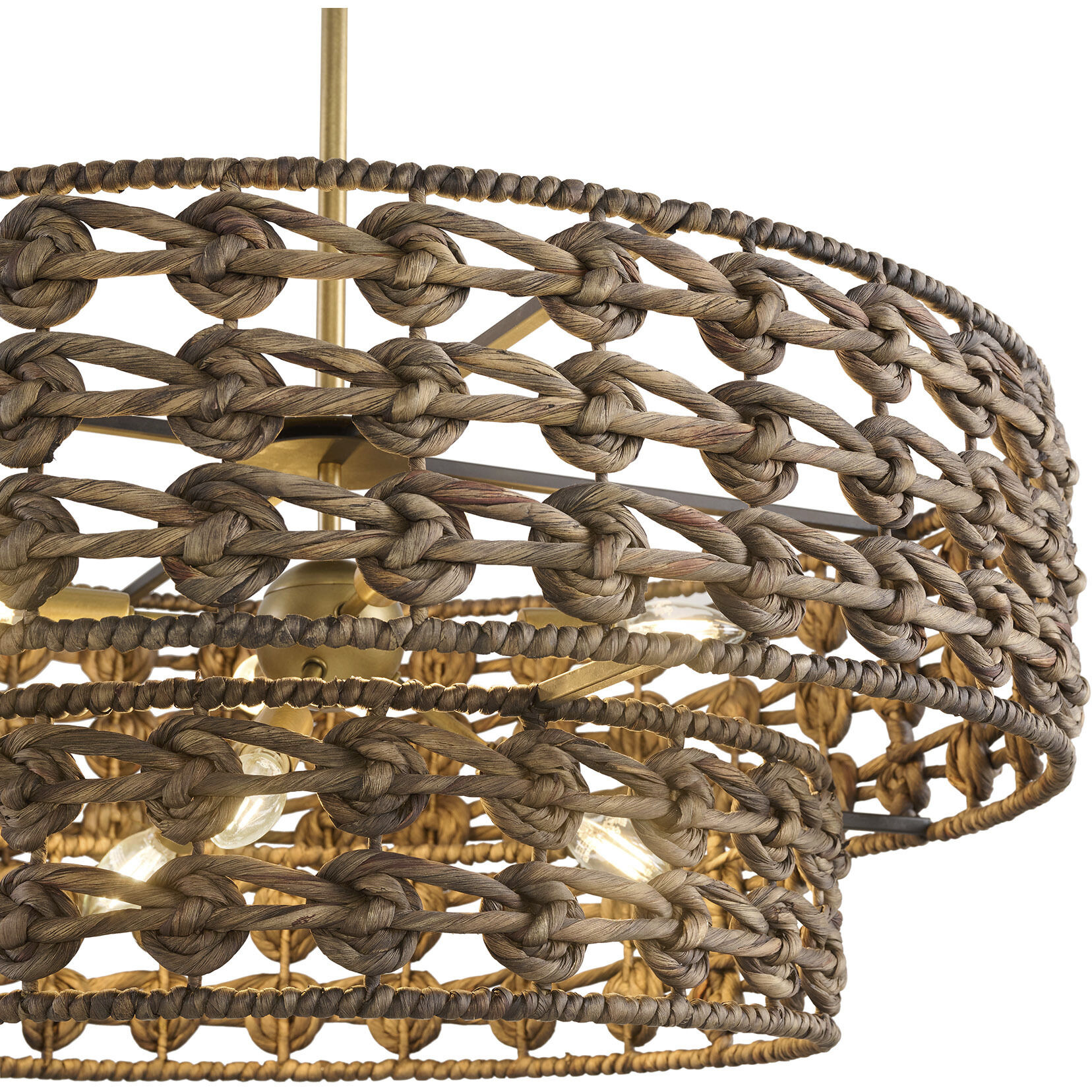 Silencio 7 Light 30 inch Riviera Brass Pendant Ceiling Light