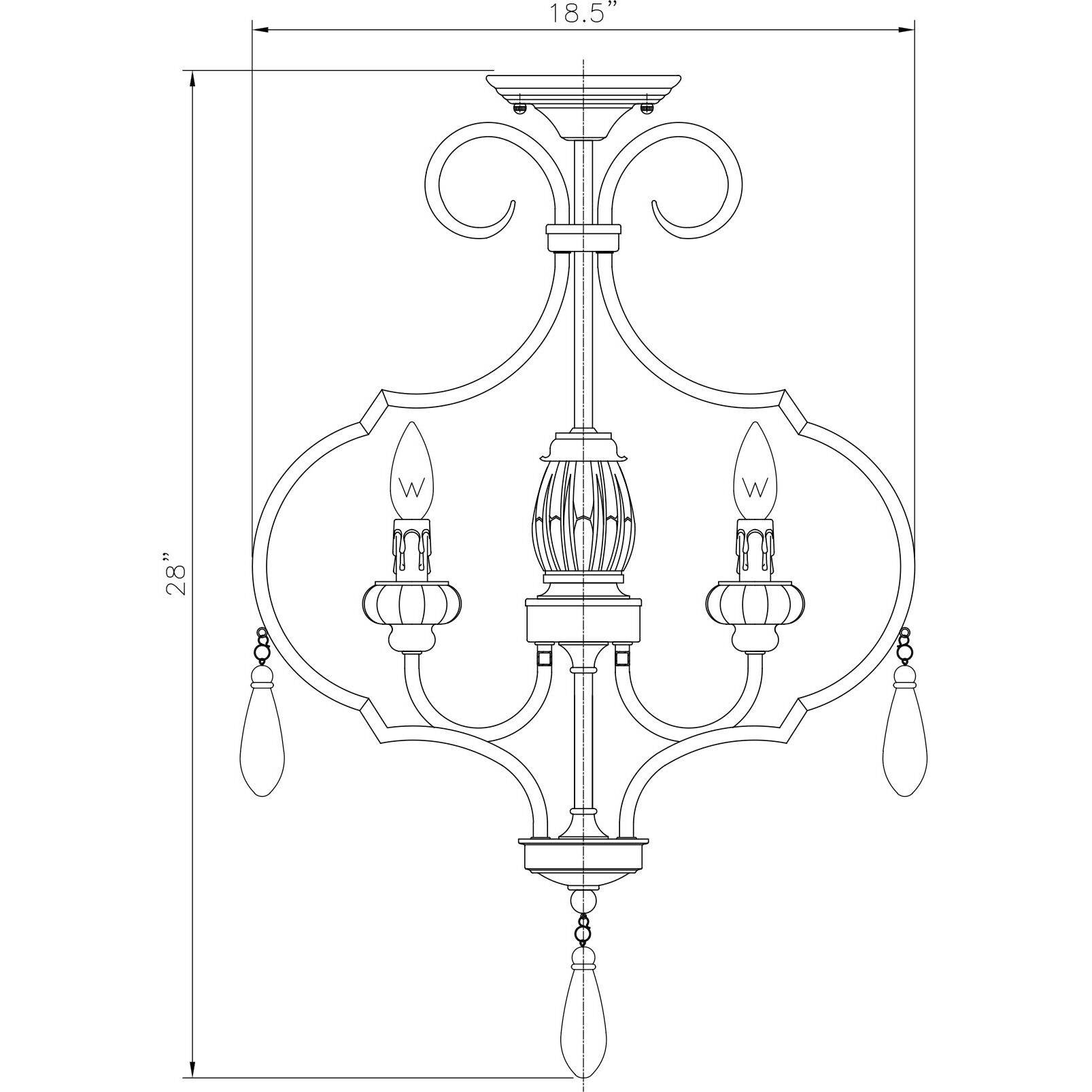 Dauphin 3 Light 18.75 inch Avignon Convertible Semi-Flush or Pendant Ceiling Light